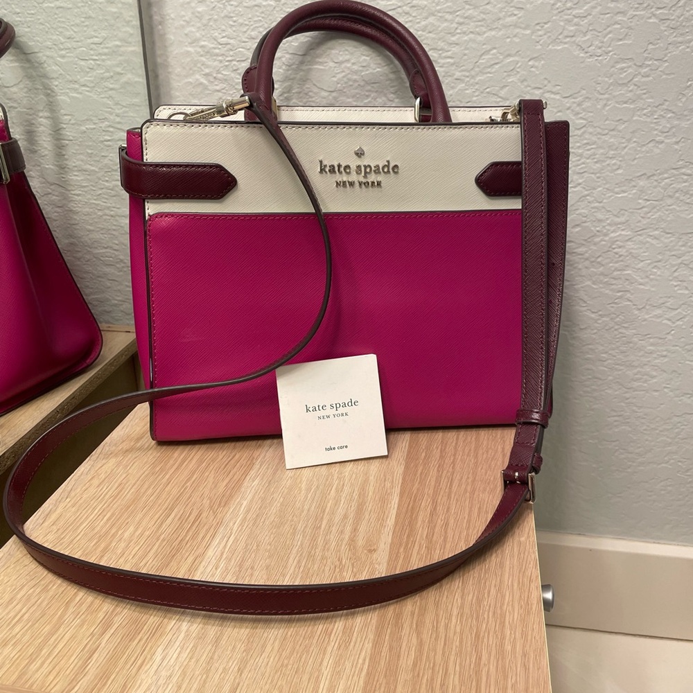 Kate Spade Fuchsia and White Satchel